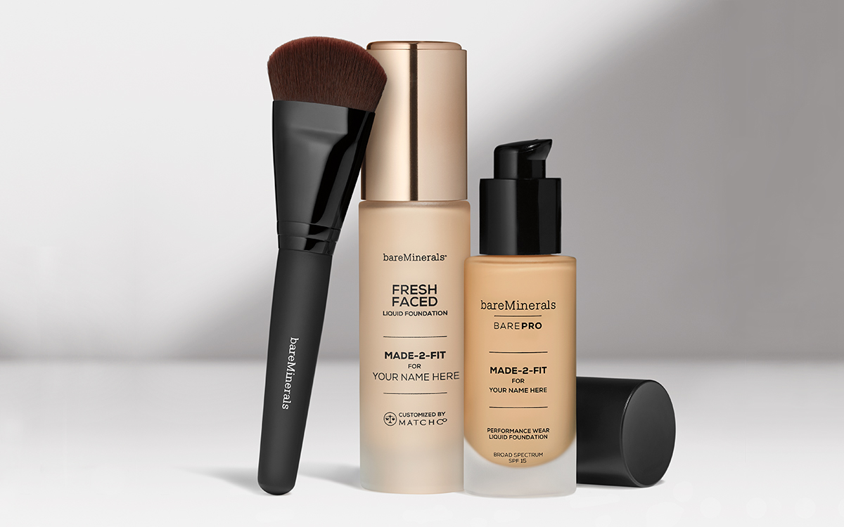 bareMinerals custom foundation formulas and brush