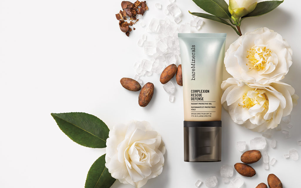 complexion rescue defense radiant protective veil with flowers, sugar, and cacao beans