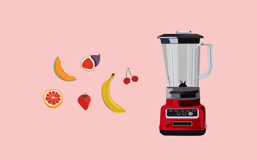 fruits and a smoothie blender